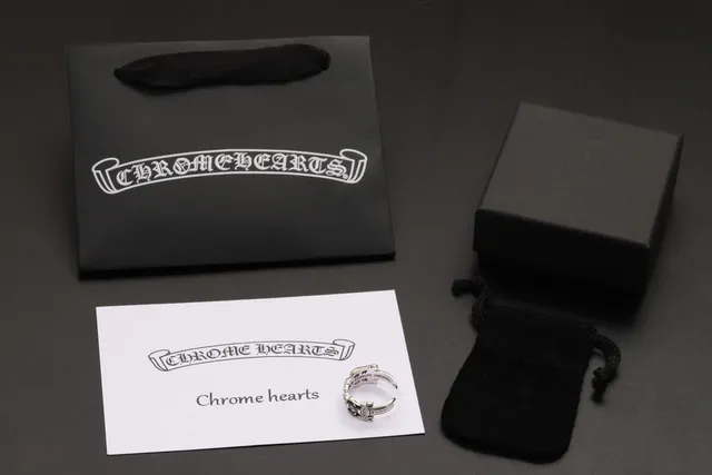 Chrome Hearts चाँदी काला शानदार फूल प्रेरणा एमेल इनले अंगूठी 6