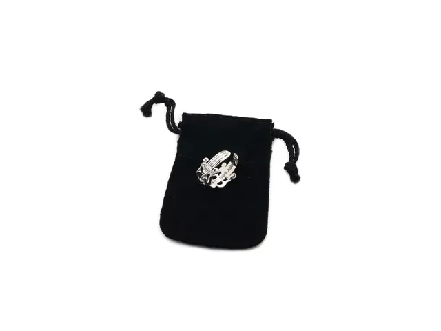 Chrome Hearts चाँदी काला शानदार फूल प्रेरणा एमेल इनले अंगूठी 7
