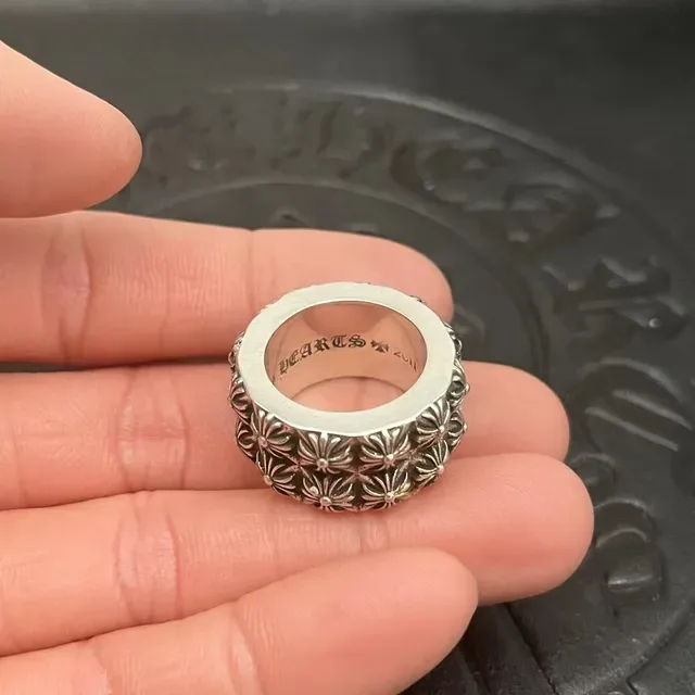 Chrome Hearts Silver Wide Band Floral Relief Ring 4
