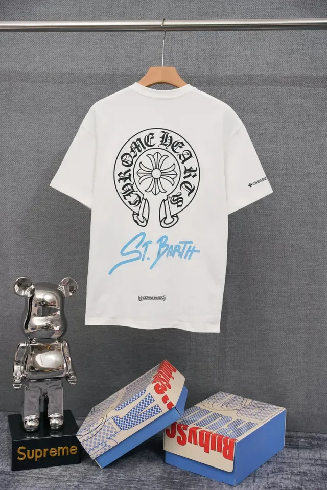 Chrome Hearts St. Barth कढ़ाई लोगो काली टी-शर्ट 3
