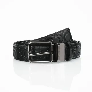 Coach Logo Embossado Turn-Lock Buckle Cinto de couro preto