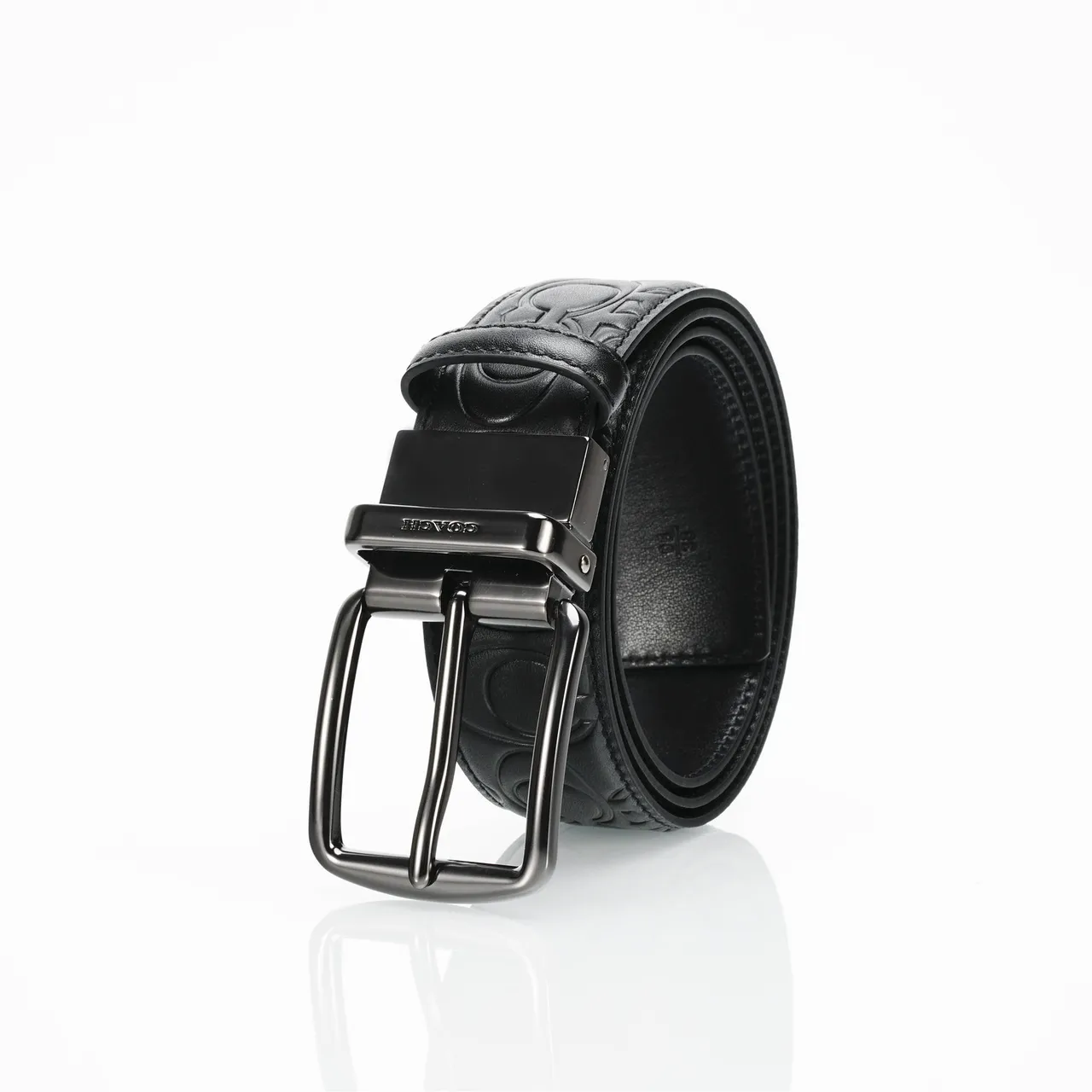 Coach Logo Embossé Turn-Lock Buckle Ceinture en cuir noir 6