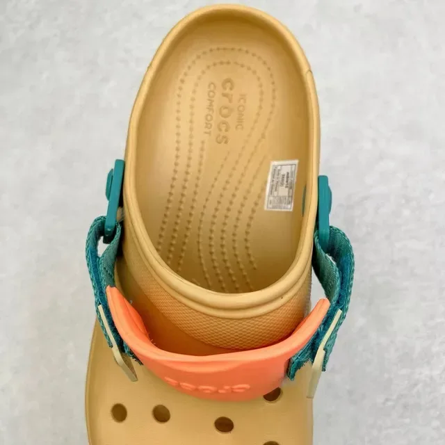 Crocs Echo Beige Azul Espuma Moldeada Correa Ajustable Zueco 6
