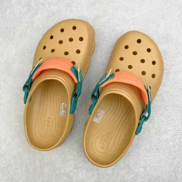 Crocs Echo Beige Azul Espuma Moldeada Correa Ajustable Zueco 8
