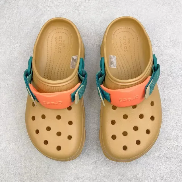 Crocs Echo Beige Azul Espuma Moldeada Correa Ajustable Zueco 9