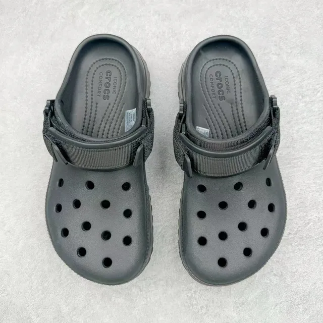 Crocs Echo Clog কালো প্ল্যাটফর্ম স্ট্র্যাপ ক্লগ 2