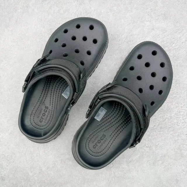 Crocs Echo Clog কালো প্ল্যাটফর্ম স্ট্র্যাপ ক্লগ 3