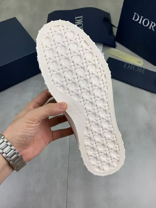 Dior B23 Beige Navy Canvas Upper Side Stripe Lifestyle Sneakers 2