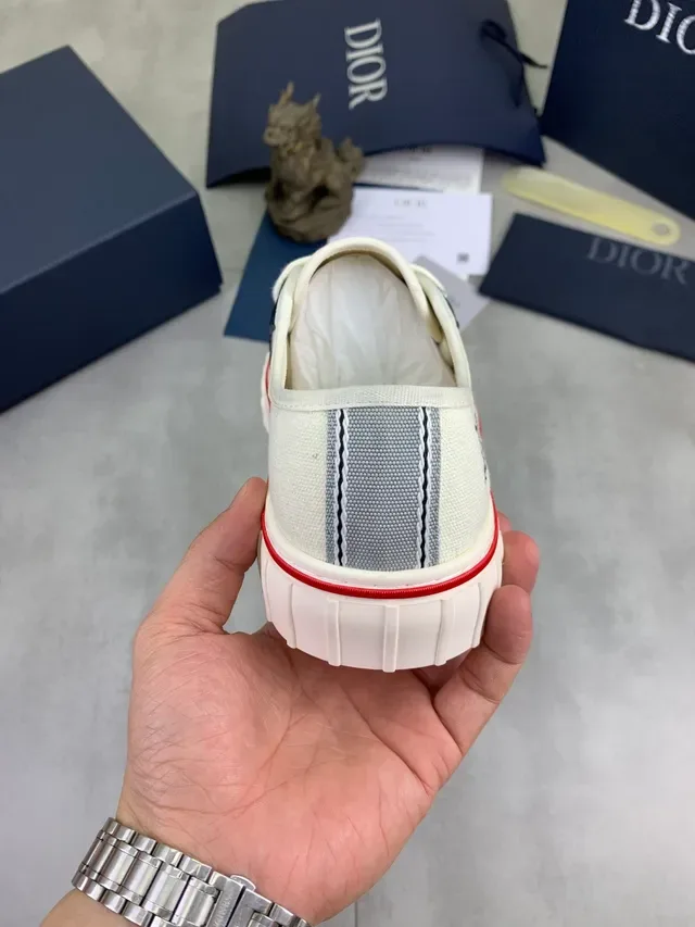 Dior B23 Beige Navy Canvas Upper Side Stripe Lifestyle Sneakers 3