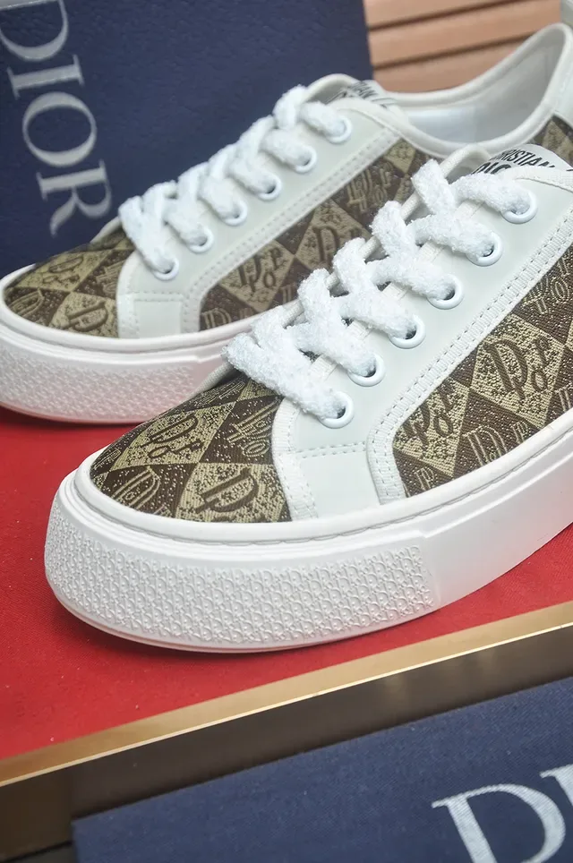Dior B23 Marrón Blanco Monograma Lona Superior Superposiciones Cuero Zapatillas Lifestyle 2