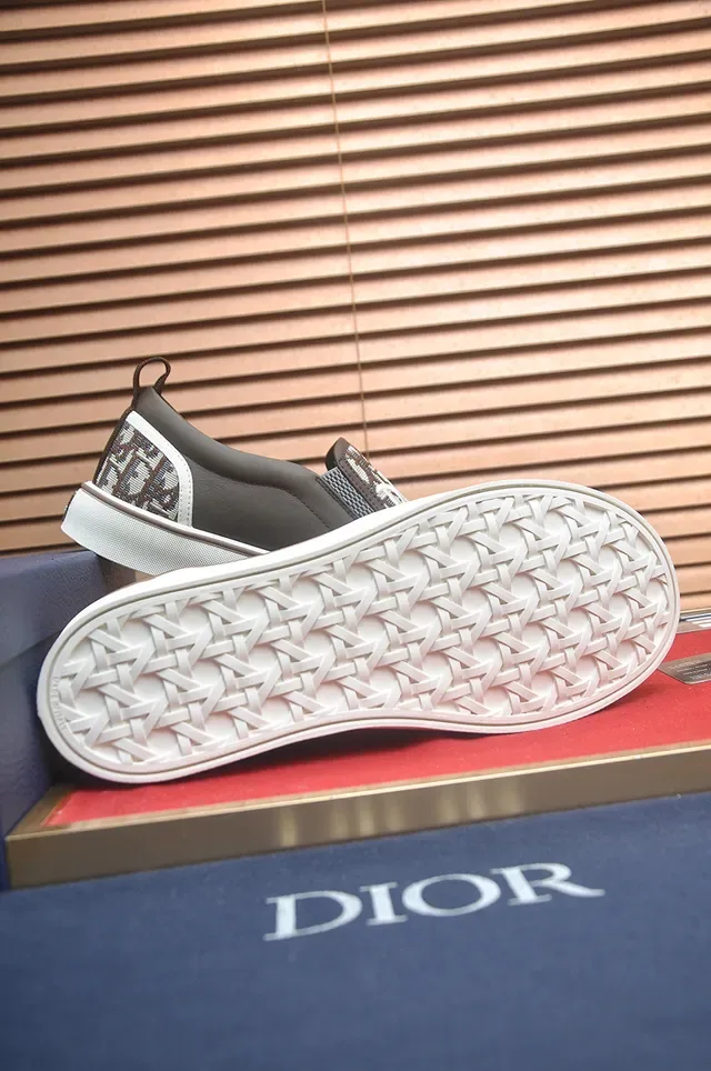 Dior B23 Brown White Slip-On Monogram Canvas Lifestyle Sneakers 3