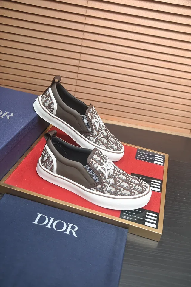 Dior B23 Brown White Slip-On Monogram Canvas Lifestyle Sneakers 4