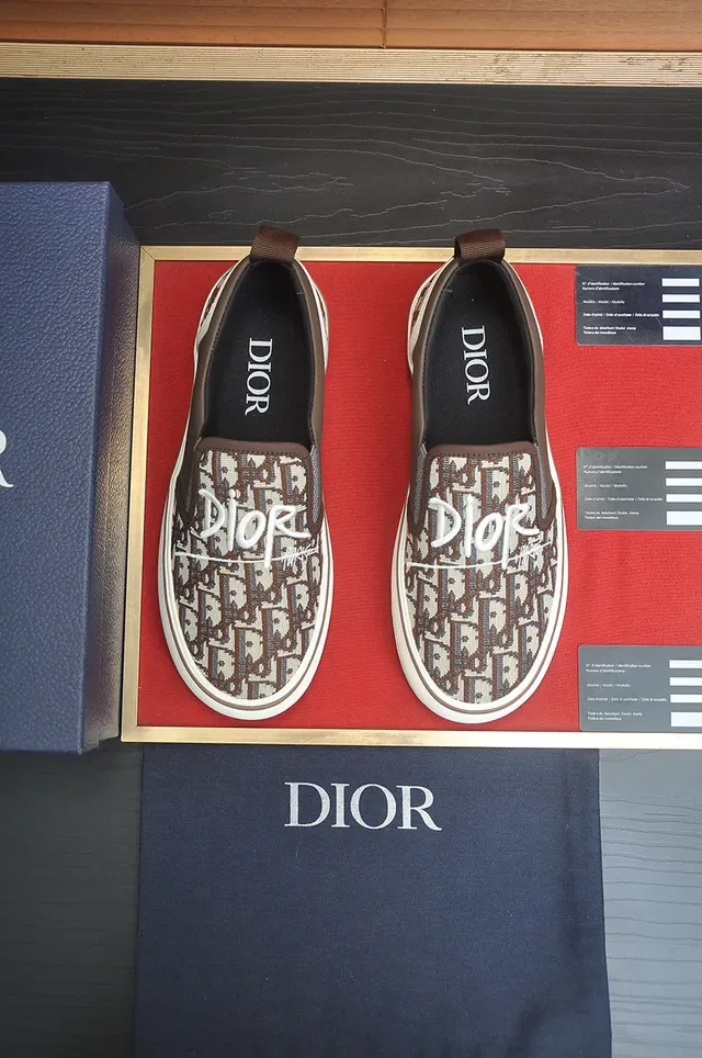 Dior B23 Brown White Slip-On Monogram Canvas Lifestyle Sneakers 5