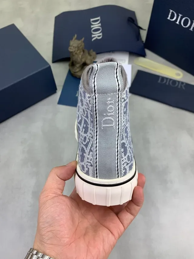Dior B23 Gris Blanco High-Top Oblique Jacquard Zapatillas Lifestyle 3