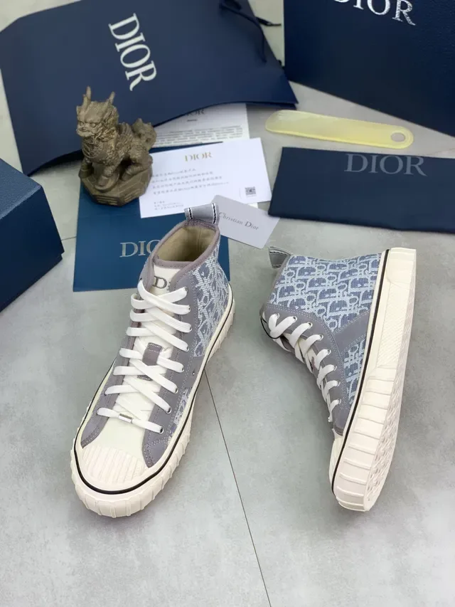 Dior B23 Gris Blanco High-Top Oblique Jacquard Zapatillas Lifestyle 5