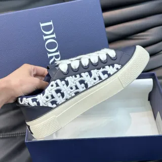 Dior B23 Oblique Jacquard أزرق بحري وأبيض أحذية أسلوب حياة