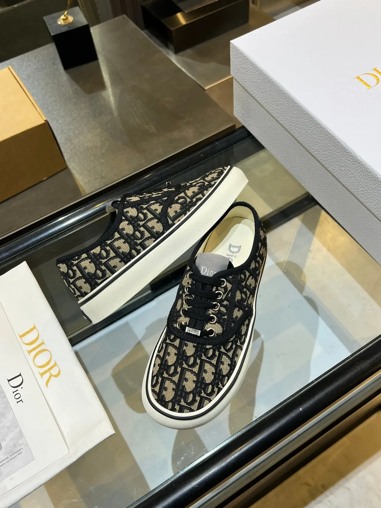Dior B23 Oblique Monogram Black Beige Lifestyle Sneakers 2