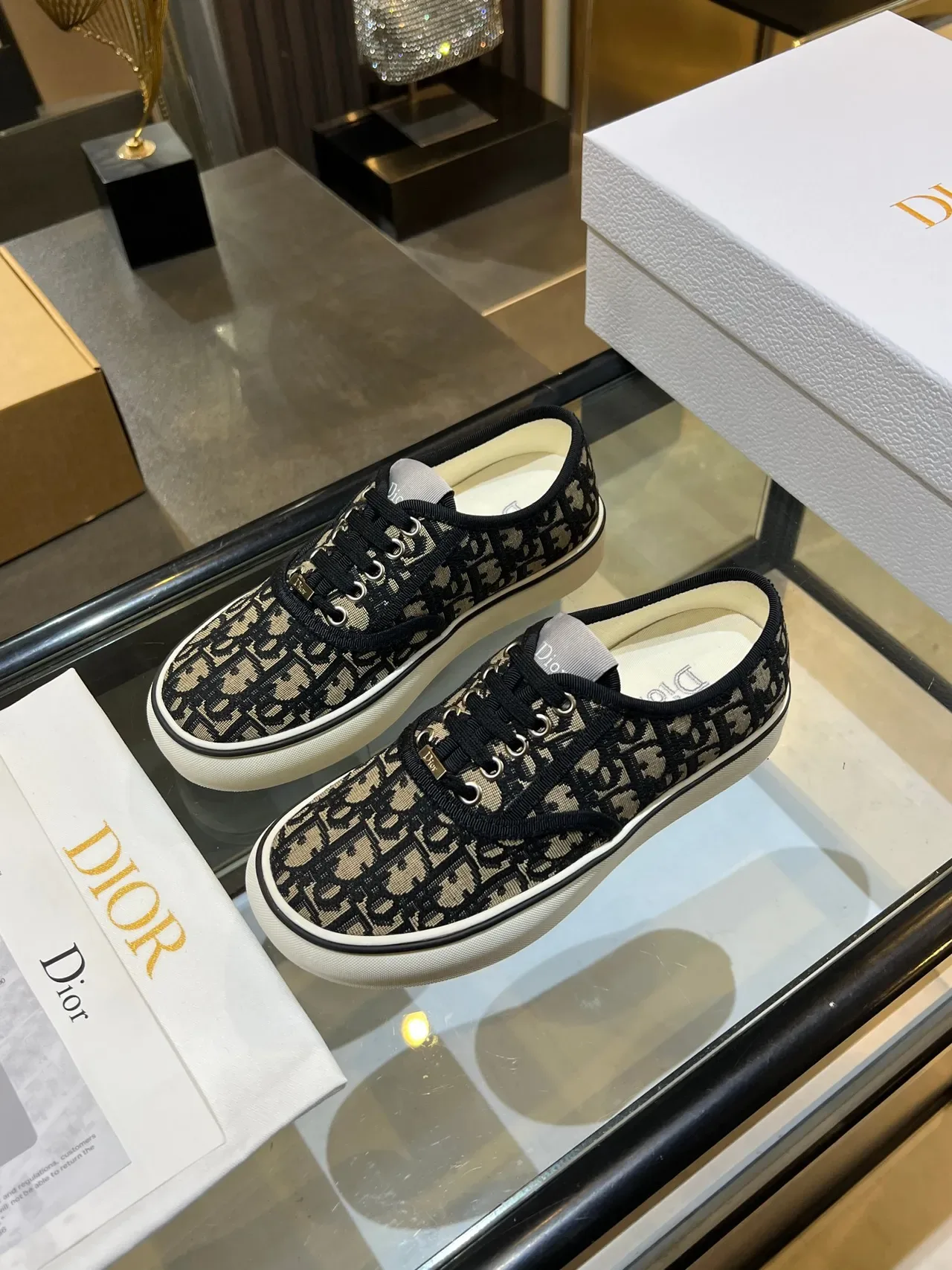 Dior B23 Oblique Monogram Black Beige Lifestyle Sneakers 3