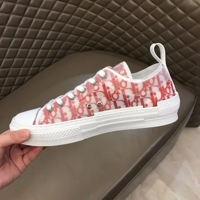 Dior B23 Red Oblique Print Lifestyle Sneakers 4