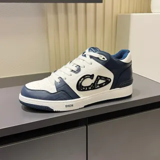 Dior B23 Sneakers Lifestyle Blanc et Marine en Cuir avec Monogramme