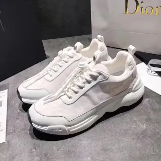 Dior B23 सफेद टेक्स्टाइल मोटा जीवनशैली स्नीकर्स