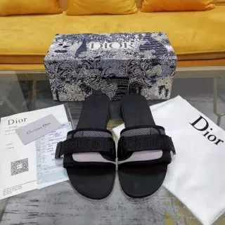 Dior B27 नעाल منزلقة سوداء بحزام منسوج