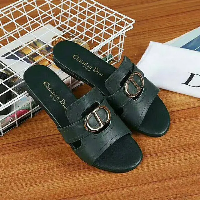 Dior B27 Sandálias de dupla tira com fivela em verde floresta 2