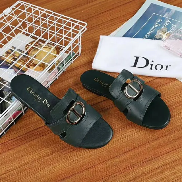 Dior B27 Sandálias de dupla tira com fivela em verde floresta 8
