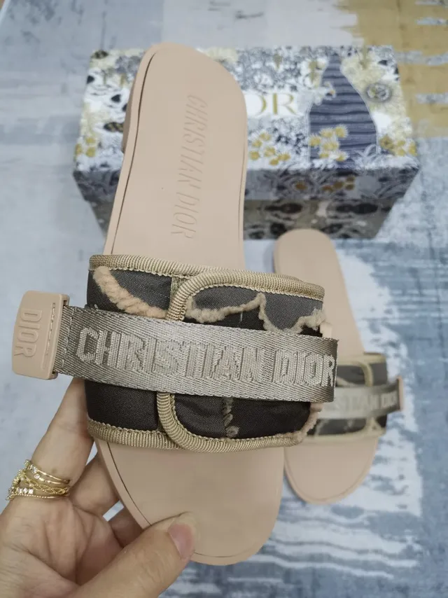 Dior B27 Slide Sandals Camouflage and Gold Strap Slippers 5