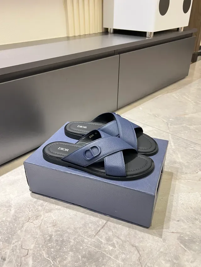 Dior B27 Slide Sandals Crossed Strap Slippers 10