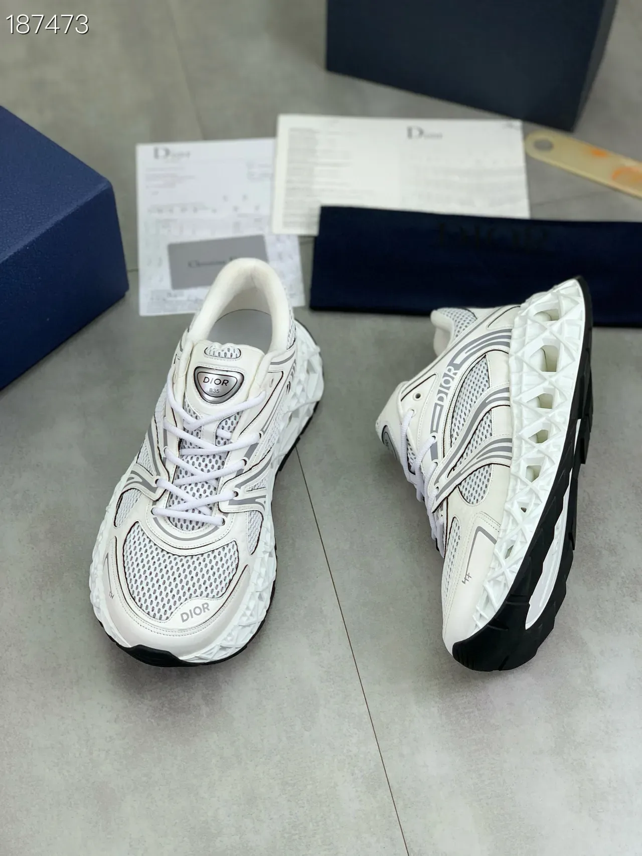 Dior B27 White and Gray Mesh Lifestyle Sneakers 5