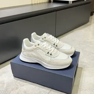 Dior 米色白色印花麂皮网面鞋面厚底平台厚底鞋