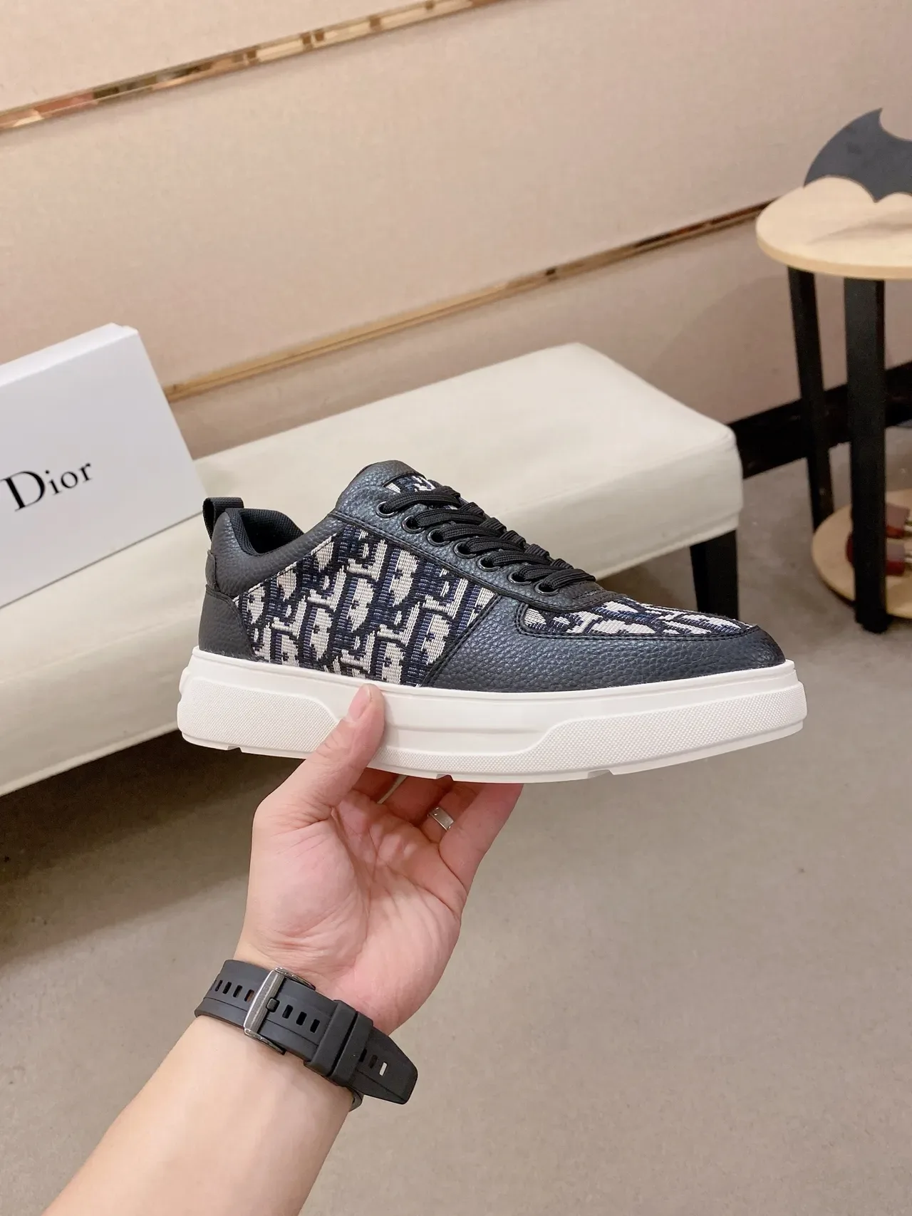 Dior 黑米 印花 纺织 粒面皮革 覆盖 生活方式运动鞋 5