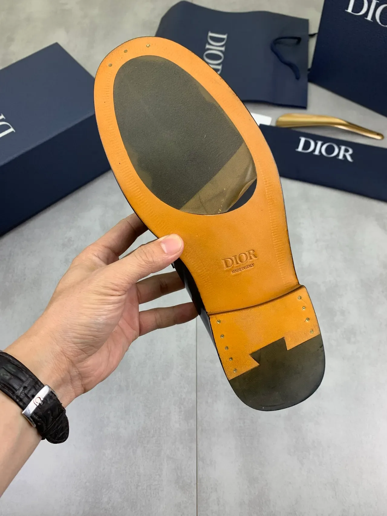 Dior Preto Bege Couro Patentado Fivela em Forma de D Loafer 3