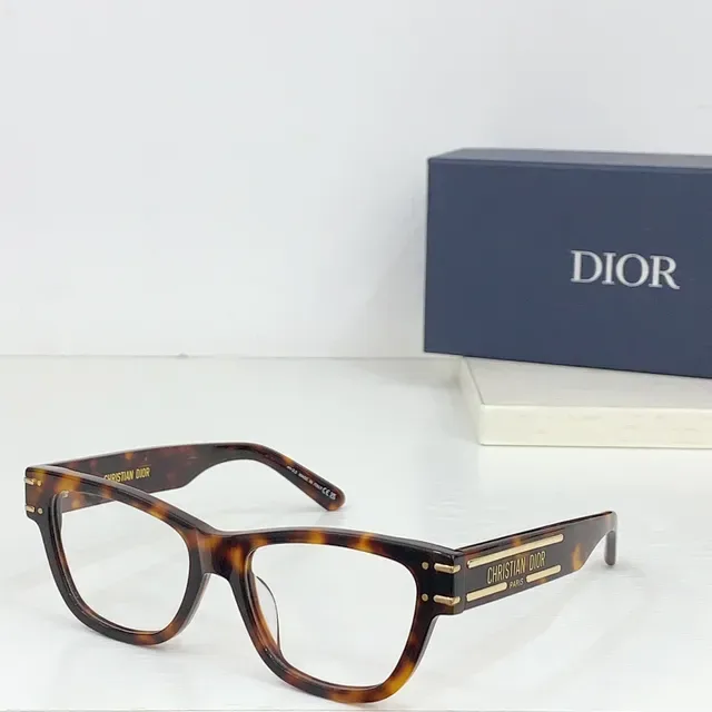 Dior Black Brown Rectangular Front Acetate Frame Optical Glasses 7