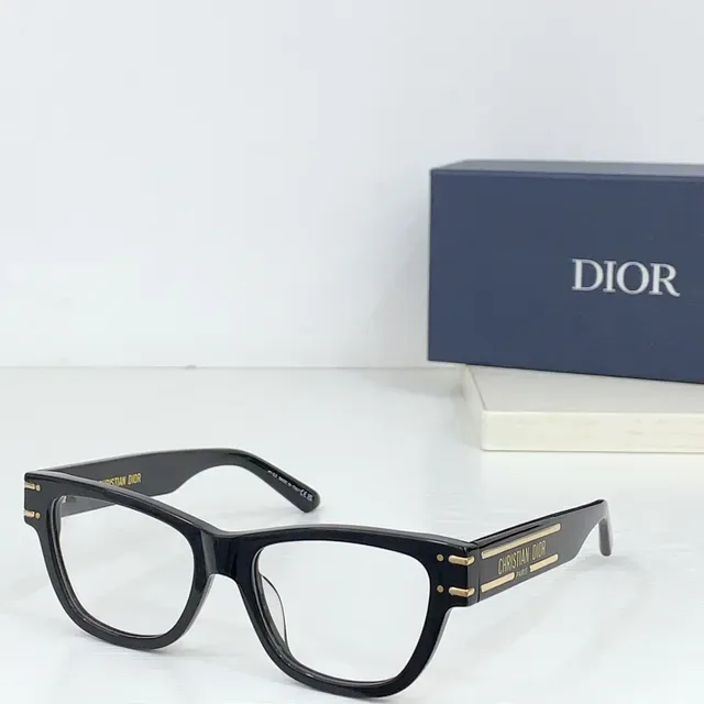 Dior Black Brown Rectangular Front Acetate Frame Optical Glasses 8
