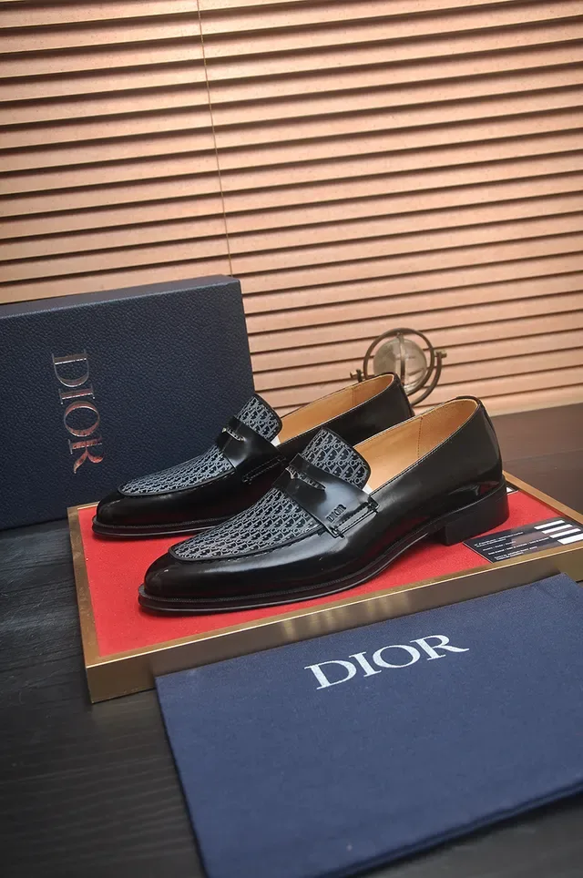 Dior Black Gray Patent And Smooth Leather Oblique Monogram Overlay Loafer 4