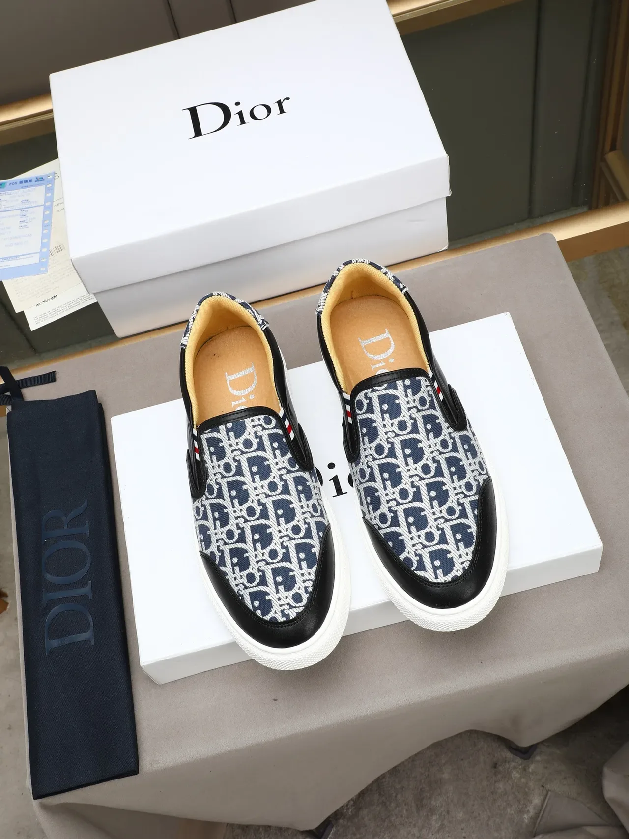Dior Black Navy Slip-On Monogram Canvas Lifestyle Sneakers 4