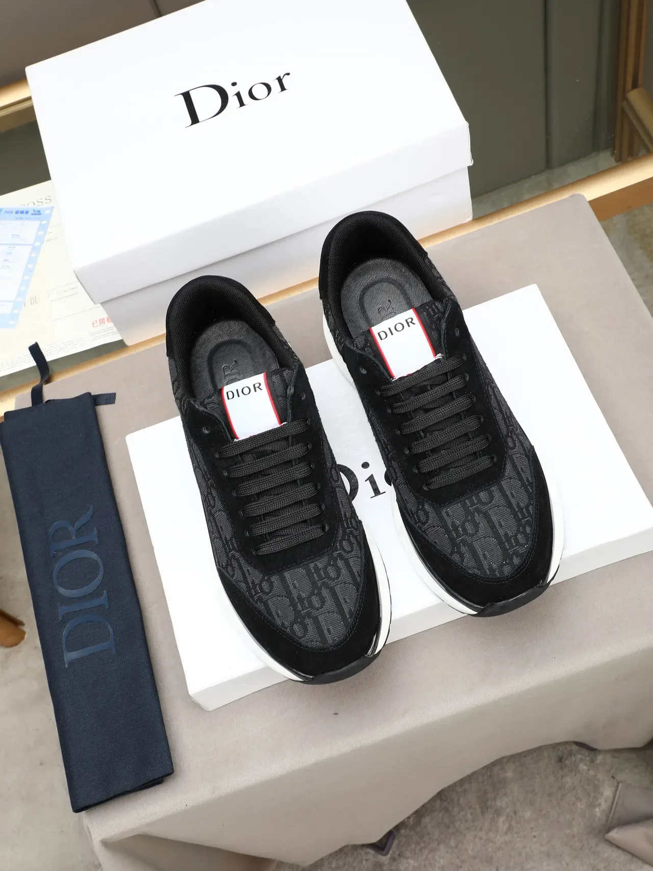 Dior Black White Monogrammed Textile Suede Overlays Lifestyle Sneakers 2