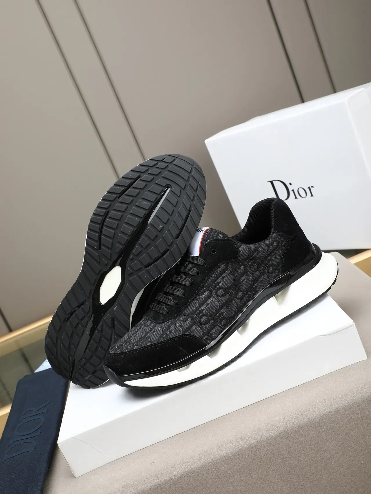 Dior Black White Monogrammed Textile Suede Overlays Lifestyle Sneakers 4