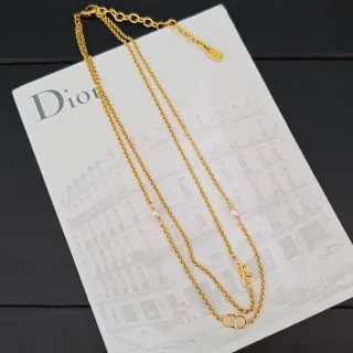 Dior Bow and CD Logo collier chaîne en corde dorée