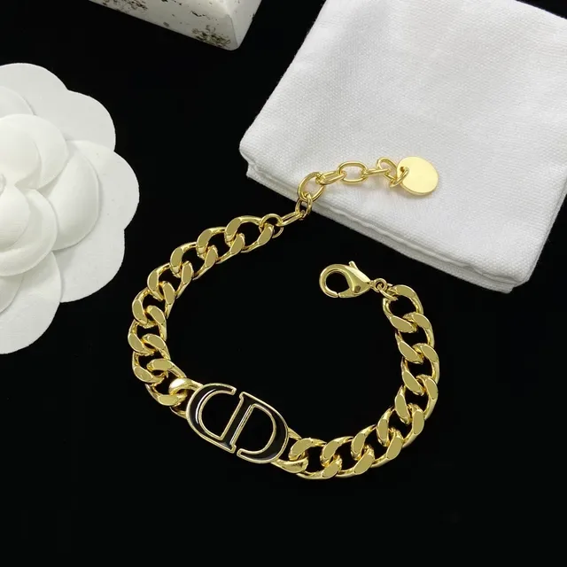 Dior CD Logo Chain Gold White Chunky Curb Pendant Necklace 3