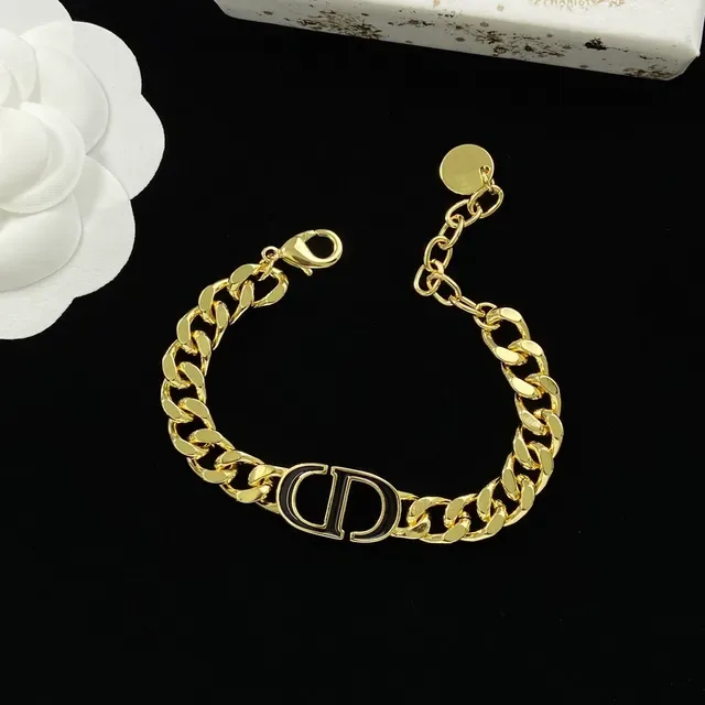 Dior CD Logo Chain Gold White Chunky Curb Pendant Necklace 6