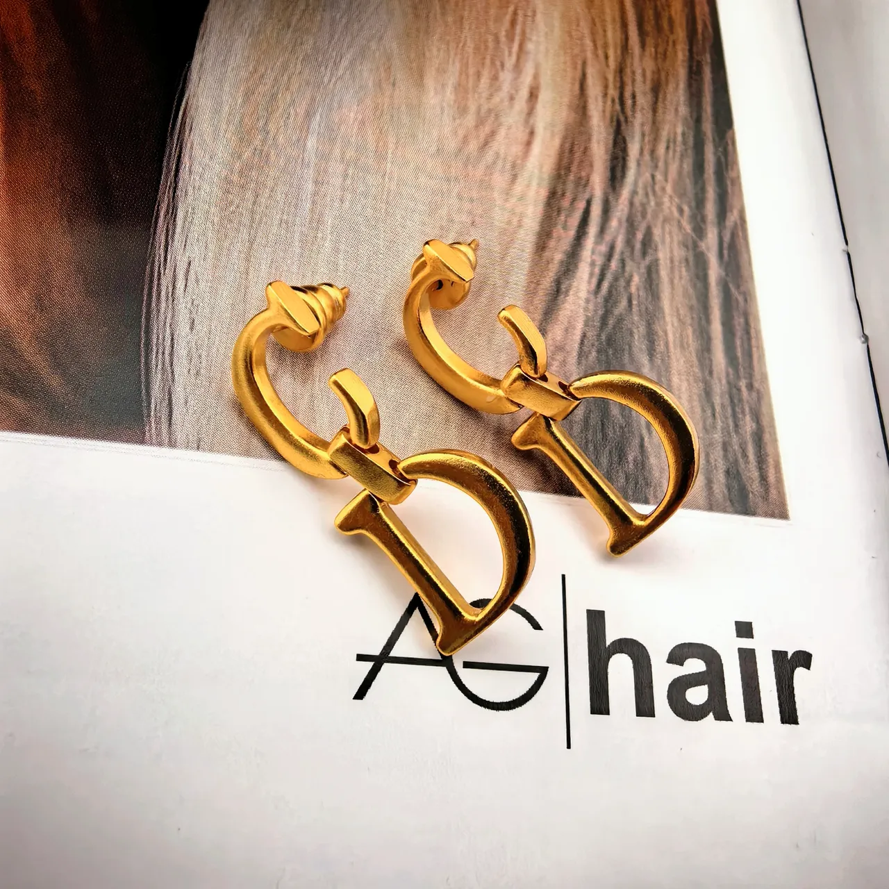Dior CD Monogram Gold-Tone Interlocking Earrings 4