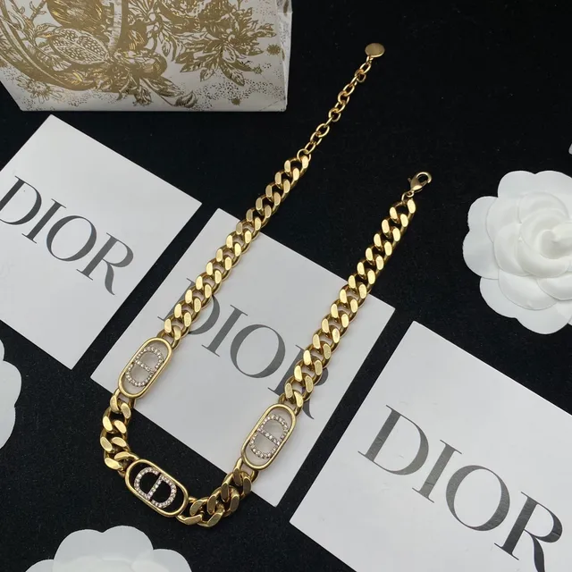 Bracelete Dior Corrente Curb Chain Ouro Prata Pavé-Crystal CD Logo Charms 5