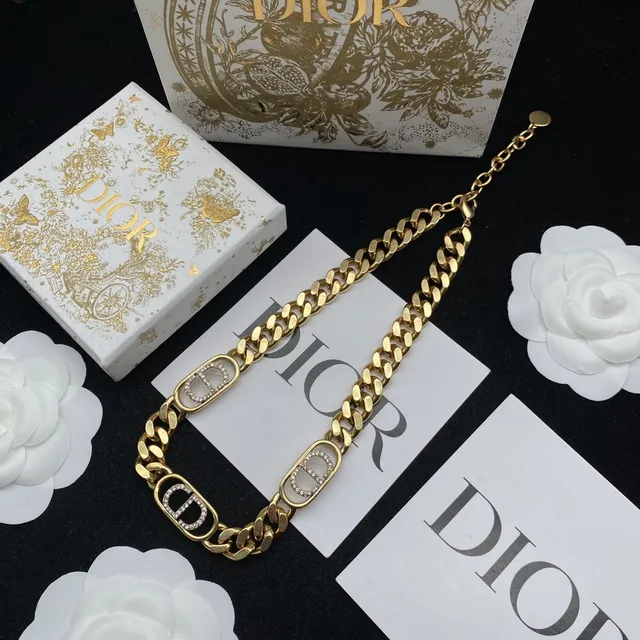 Bracelete Dior Corrente Curb Chain Ouro Prata Pavé-Crystal CD Logo Charms 6