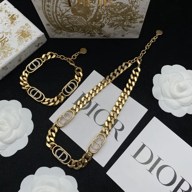 Bracelete Dior Corrente Curb Chain Ouro Prata Pavé-Crystal CD Logo Charms 7
