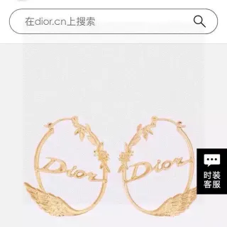 Dior Boucles d'oreilles à motif d'aile script en doré