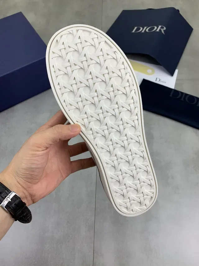 Dior Gray White Monogram Jacquard Upper Slip-On Construction Lifestyle Sneakers 2