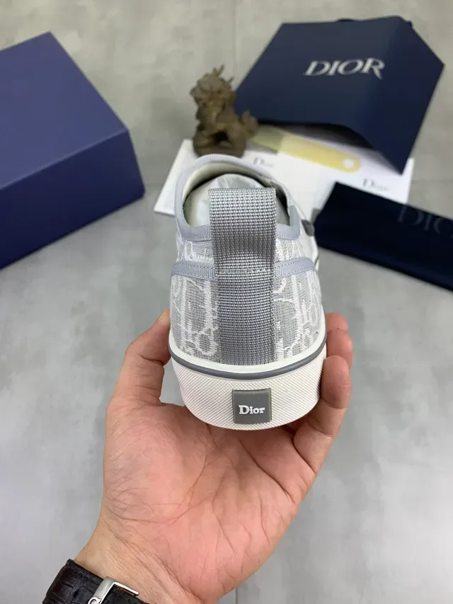Dior Gray White Monogram Jacquard Upper Slip-On Construction Lifestyle Sneakers 3